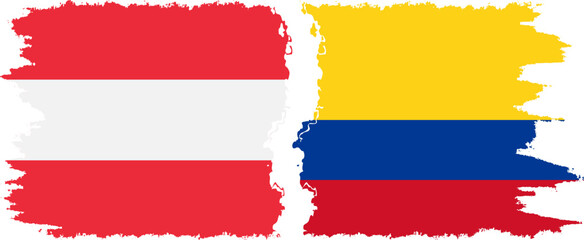 Colombia and Austria grunge flags connection vector