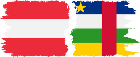 Central African Republic and Austria grunge flags connection vecto