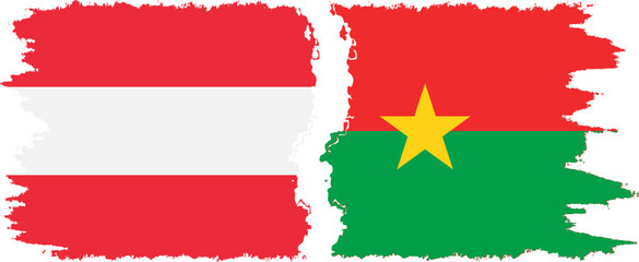 Burkina Faso and Austria grunge flags connection vector