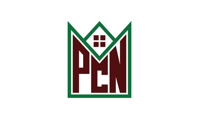 PCN initial letter builders real estate logo design vector. construction, housing, home marker, property, building, apartment, flat, compartment, business, corporate, house rent, rental, commercial - obrazy, fototapety, plakaty