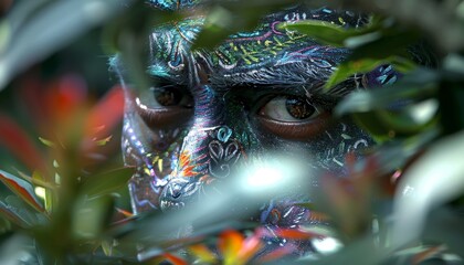 Day of the dead skeleton face painting background with ample space for adding text overlay