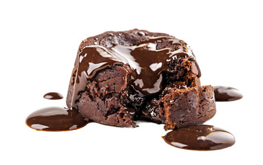 Chocolate Lava Cake Oozing with Molten Goodness Isolated on Transparent Background PNG.