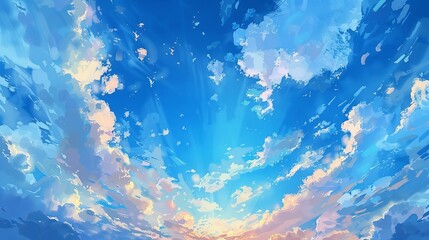 
The serene image depicts a picturesque sunset against a backdrop of a vast blue sky scattered with wispy clouds.