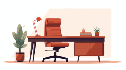 Elegant leather office chair in minimalist workspace