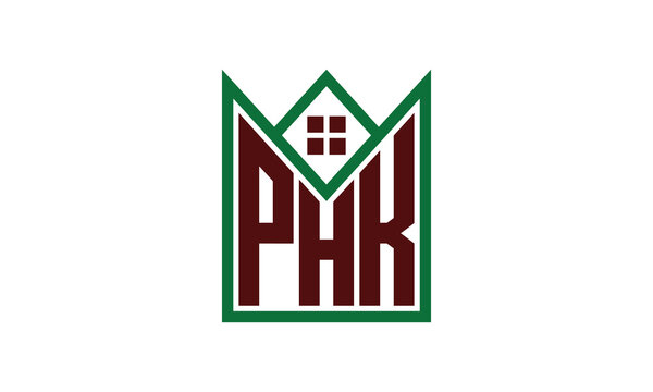 PHK initial letter builders real estate logo design vector. construction, housing, home marker, property, building, apartment, flat, compartment, business, corporate, house rent, rental, commercial