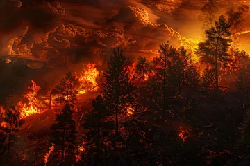 Rolgordijnen fire in the forest © Hachem