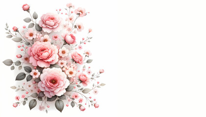 A scattered mix of red and pink rose petals creates a romantic floral background