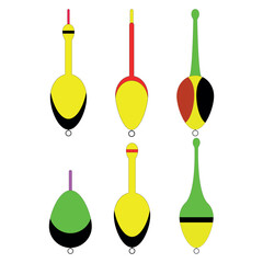 Colorful fishing floats in element vector illustration concept for fishing template