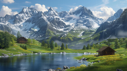 Fototapeta premium Urlaub in den Bergen