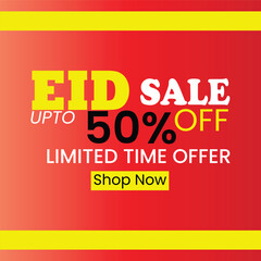 Eid sale special offer 50% off eps illustration with beautiful background