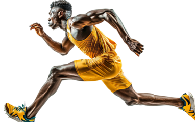 Athlete Running  Isolated on Transparent Background PNG.