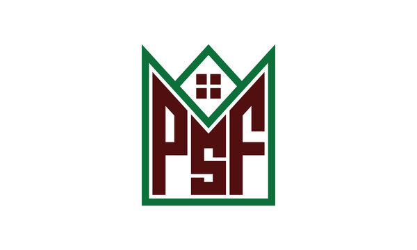 PSF initial letter builders real estate logo design vector. construction, housing, home marker, property, building, apartment, flat, compartment, business, corporate, house rent, rental, commercial