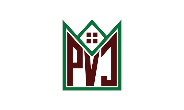 PVJ initial letter builders real estate logo design vector. construction, housing, home marker, property, building, apartment, flat, compartment, business, corporate, house rent, rental, commercial