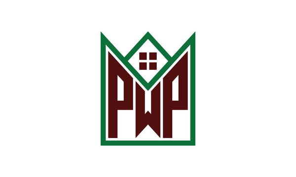 PWP initial letter builders real estate logo design vector. construction, housing, home marker, property, building, apartment, flat, compartment, business, corporate, house rent, rental, commercial