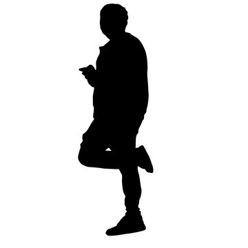 recommend clip art: Man standing with phone in silhouette