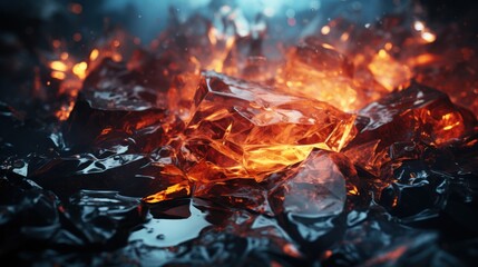 Fire flames abstract background. Close-up of fire flames isolated on black background. - obrazy, fototapety, plakaty