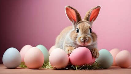 Fototapeta na wymiar easter bunny with eggs, 