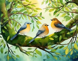 Tuinposter 함께 노래하고 있는 새들 © kyeong