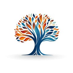 Obraz premium a colorful tree with leaves on a white background