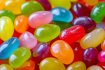 Burst of Color: Assorted Jelly Beans Top View - A Flavorful Explosion of Imagination, Joy, and Sweetness