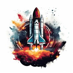 Obraz premium a space shuttle is flying through the sky