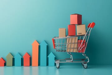 A clear minimalist depiction of a shopping cart filled with subscription boxes