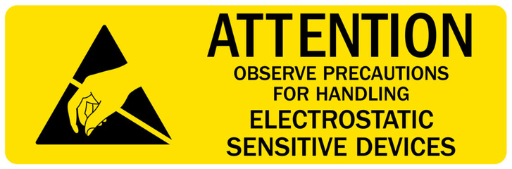 Anti static sign electrostatic sensitive device
