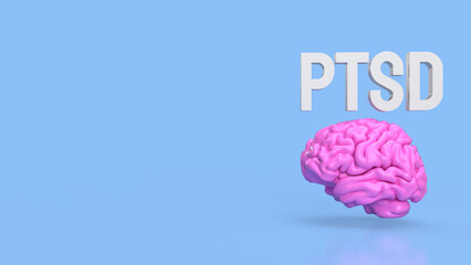 The Brain and ptsd text for health or sci concept 3d rendering.