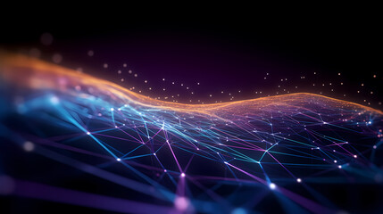 Obraz premium Abstract geometric background, technical lines background and light effects, 3D rendering