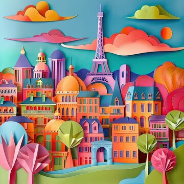 a painting of the eiffel tower in paris
