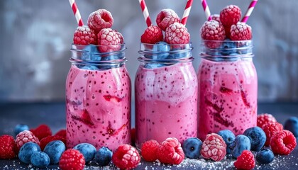 Selective focus on fruit smoothie for detox diet  vegetarian healthy eating concept