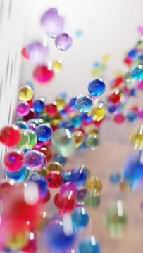 Colorful balls dynamics animations on 2160 on 3840 resolution