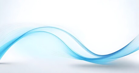 Abstract blue and white smooth wavy lines on a gradient blue background