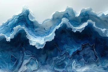 Papier Peint photo autocollant Alpes Contemporary Ocean Waves: Fluid Forms in Abstract Ink Art