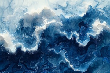 Obraz premium Contemporary Ocean Waves: Fluid Forms in Abstract Ink Art