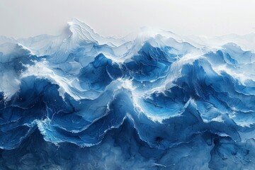 Obraz premium Contemporary Ocean Waves: Fluid Forms in Abstract Ink Art