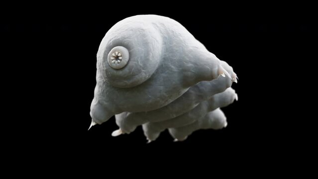 Water Bear 4k resolution on black background
