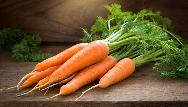 Fresh Harvest: Carrots Presented on Rustic Wooden Background