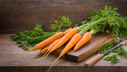 Fresh Harvest: Carrots Presented on Rustic Wooden Background