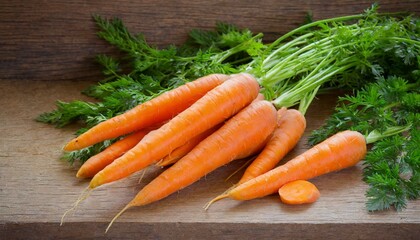 Fresh Harvest: Carrots Presented on Rustic Wooden Background