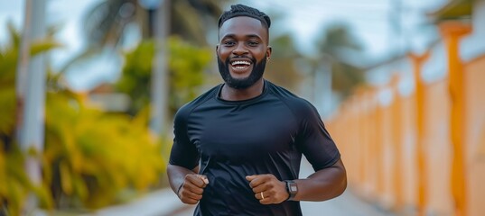 Active african youth running and jogging for health and happiness, promoting fitness and well being