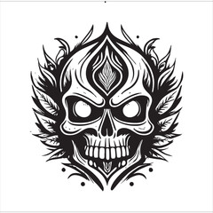 Skull , human skull , pirate skull ,  Pirate skull vector illustration logo