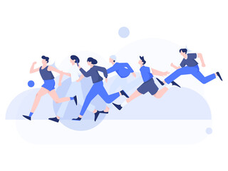Fototapeta na wymiar People exercising healthy running vector internet operation illustration 