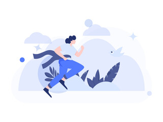 People exercising healthy running vector internet operation illustration
