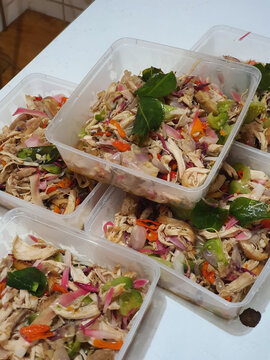 Ayam suir Kecombrang shredded spicy chicken with kecombrang or honje or kincung fragrant edible flower