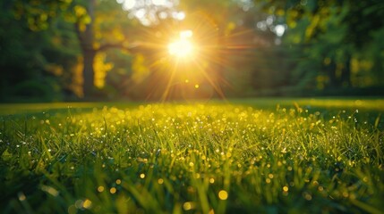 Sun-kissed Grass Field in the Morning Light