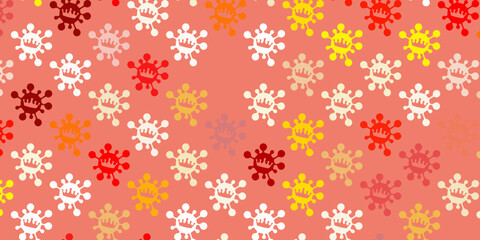 Light pink, yellow vector backdrop with virus symbols.