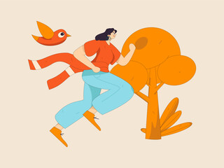 People exercising healthy running vector internet operation illustration
