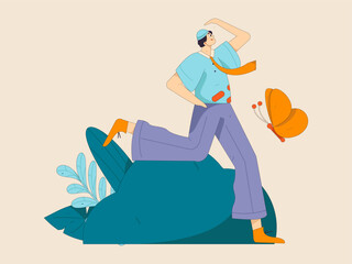 Obraz premium People exercising healthy running vector internet operation illustration 