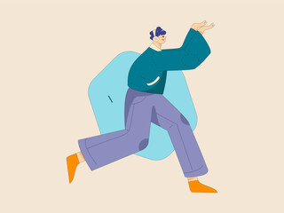 People exercising healthy running vector internet operation illustration
